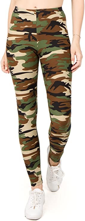 Women's Classic Camouflage Print Stretch Knit Pants, Camouflage, One Size