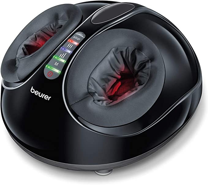 Beurer FM90 Shiatsu and Air Compression Foot Massager, Dual Massage Function, Optional Heating Function, 3 Preset Programs, 3 Intensity Settings, Washable Cover, Fits Size 46