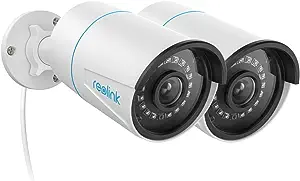 REOLINK outdoor security camera, home security camera system, suitable for 5MP PoE IP monitoring, smart person / vehicle detection, smart home, delay, up to 256GB SD card, RLC-510A (2-piece pack)
